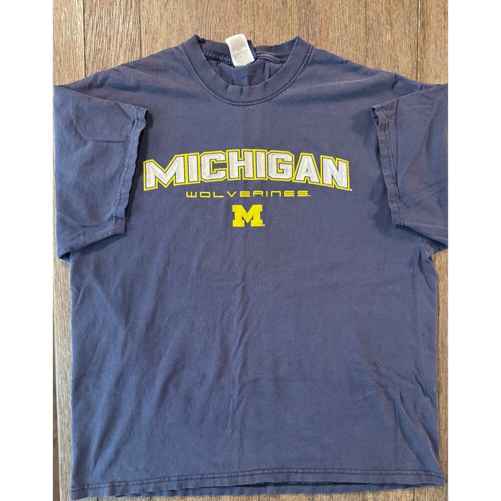 VTG Y2K AS Sports Michigan Wolverines Blue Men’s T-Shirt Size XL